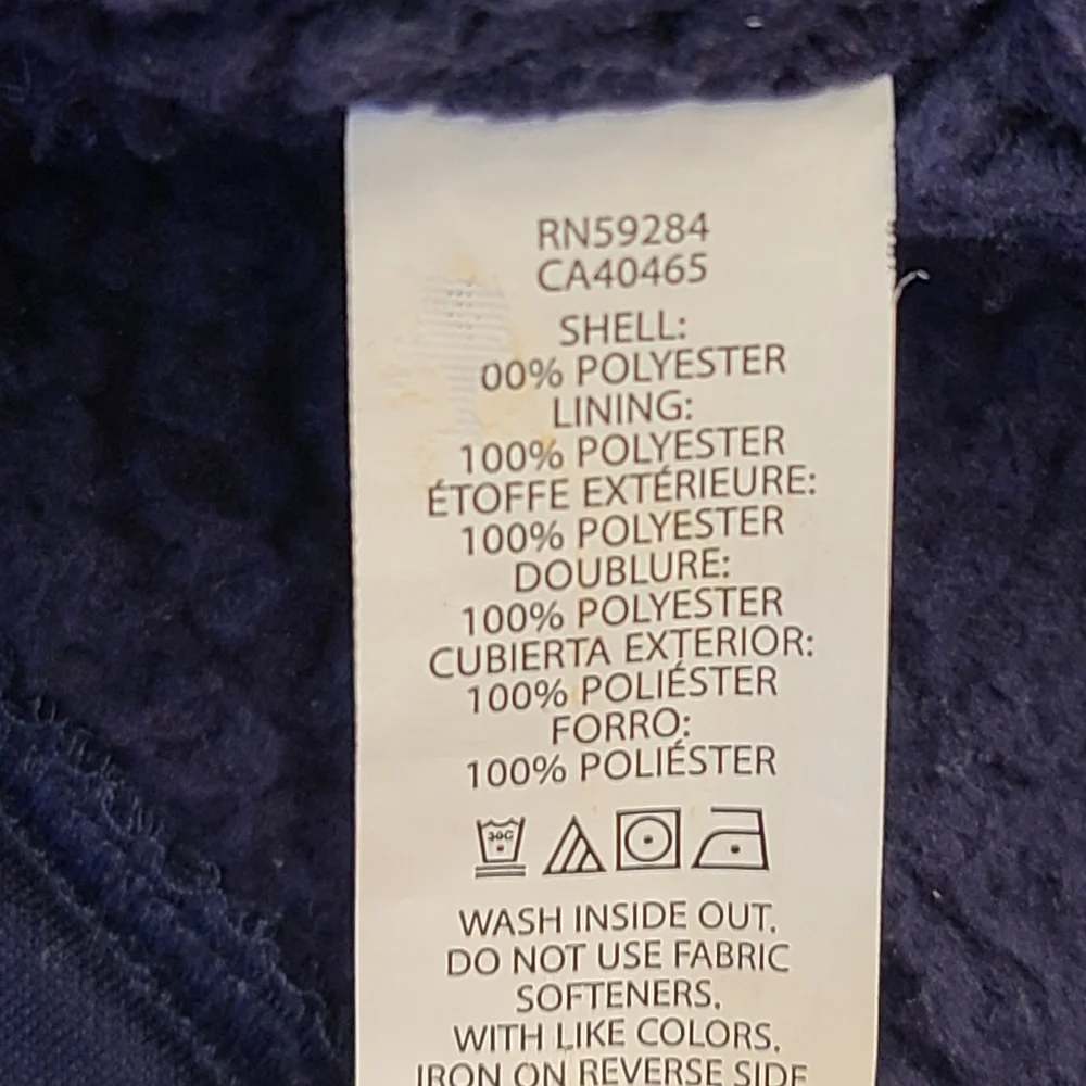 Children's Place Sherpa Lined Performance Full Zip Hoodie Navy Blue Print 7 8